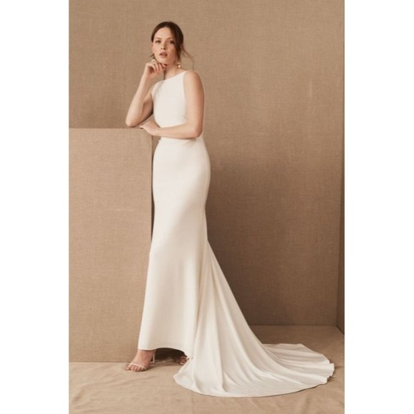 BHLDN Watters Hyde Wedding Gown Size 8 Crepe - Picture 1 of 12